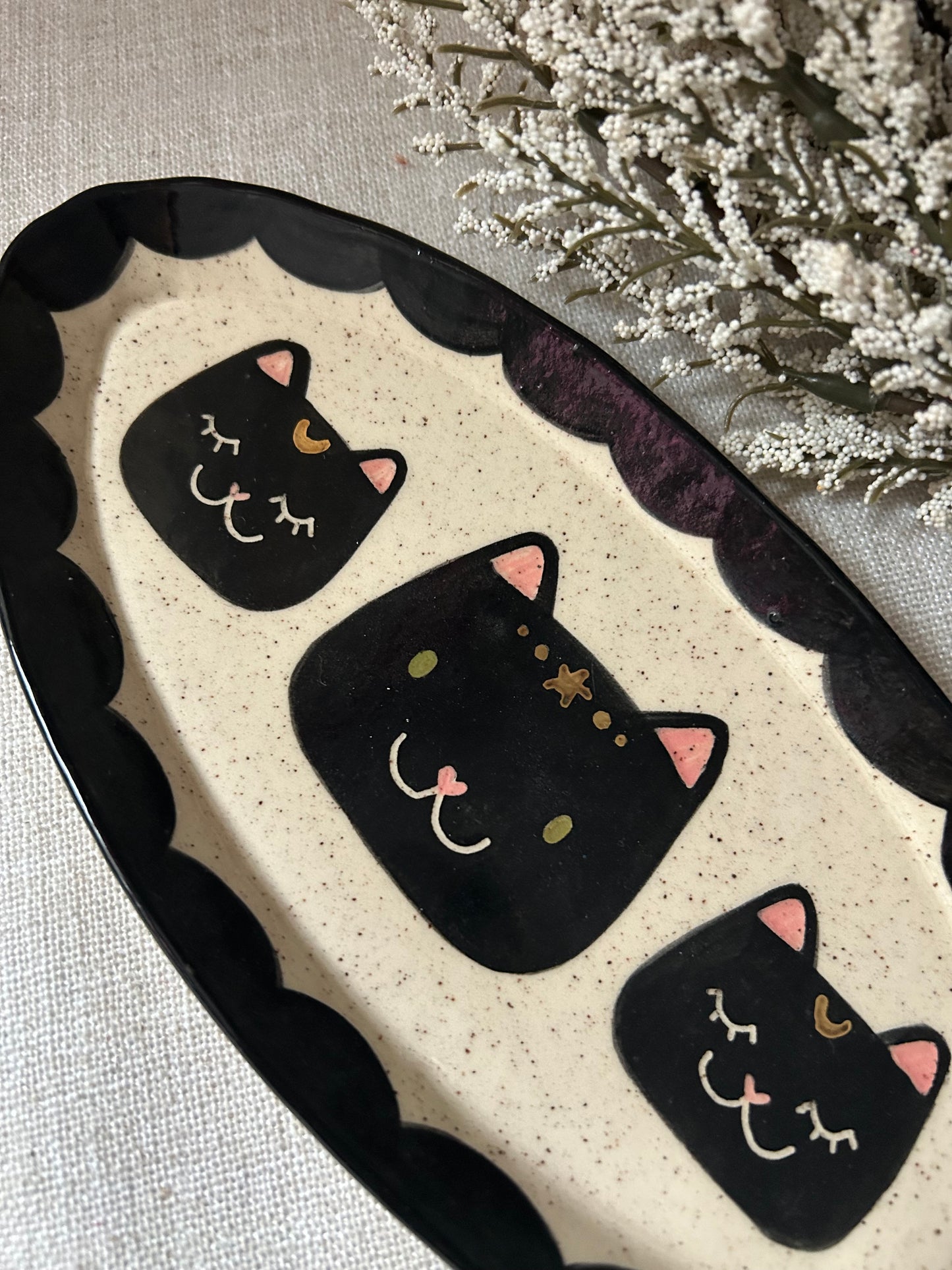 Cat Trinket Dish- Starry almond large b