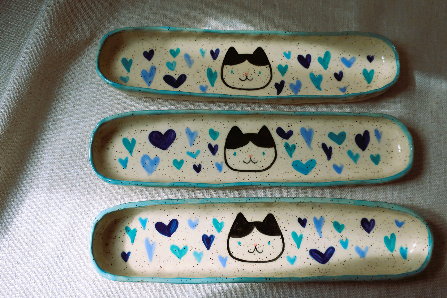Cat Long Trinket Dish- Blues