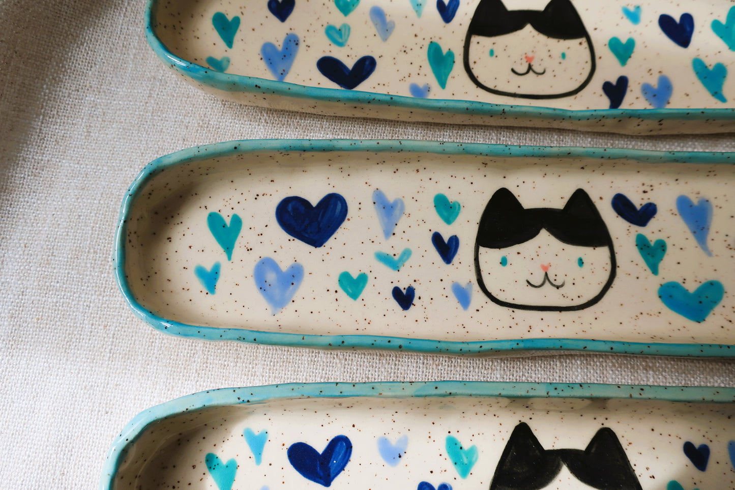 Cat Long Trinket Dish- Blues