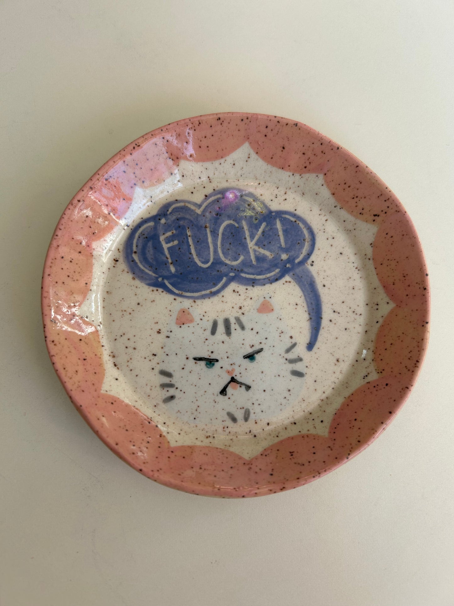 Cat Plate - Fuck- Grey Cat