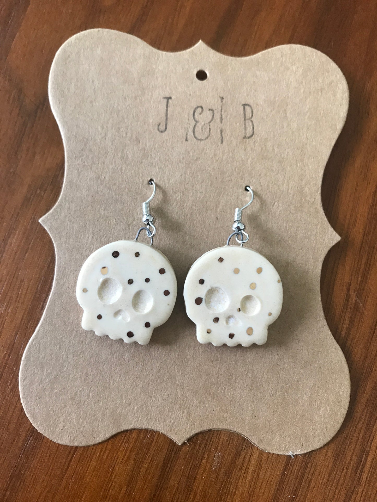 Skull Earrings - Ivory & Gold