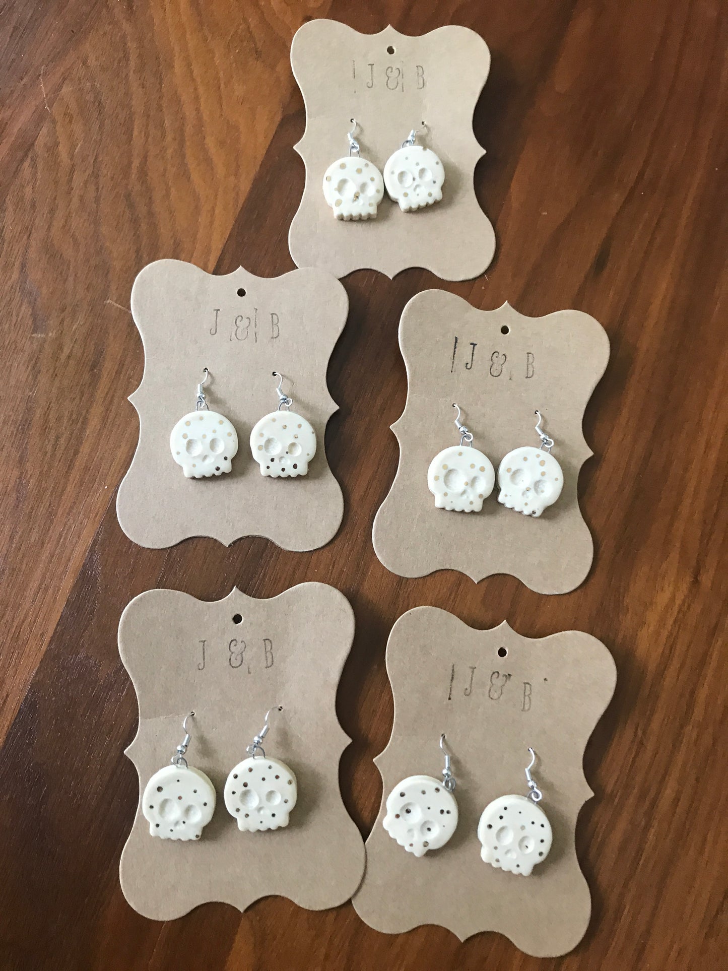Skull Earrings - Ivory & Gold