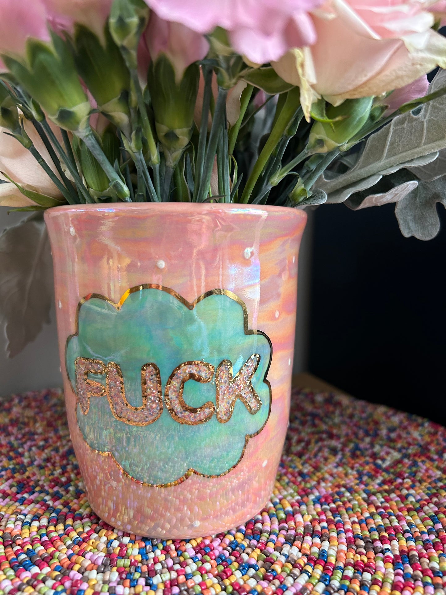 Fuck Vase- Rainbow Sprinkles Pink