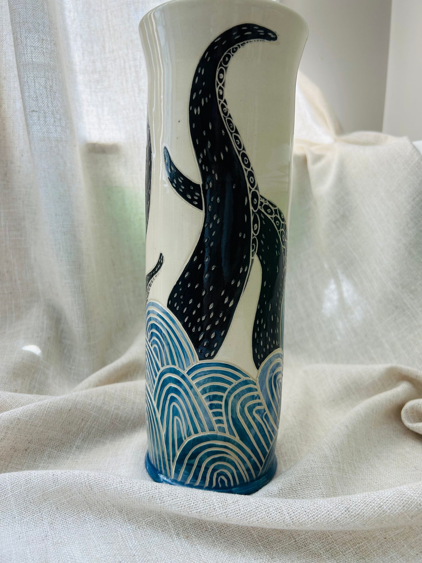 Sealife Vase: Red and Lavender Tentacles (Copy)