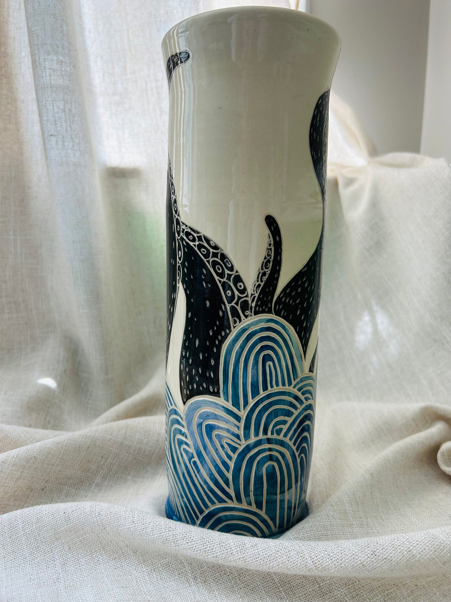 Sealife Vase: Red and Lavender Tentacles (Copy)