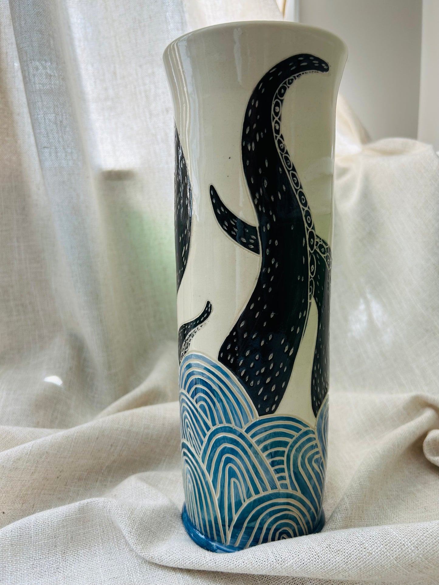 Sealife Vase: Red and Lavender Tentacles (Copy)
