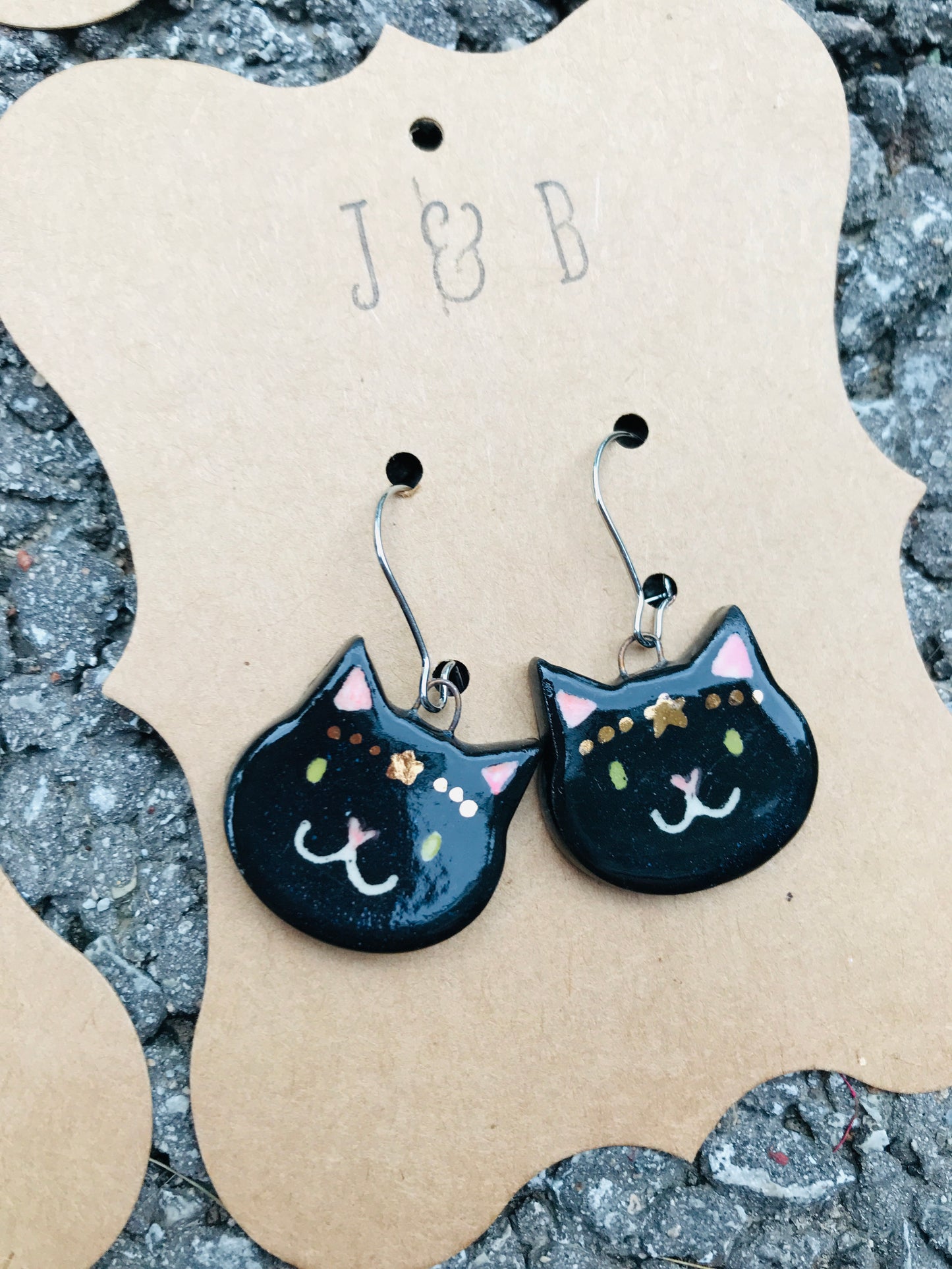 Cat Earrings- Lucky Star Kitty