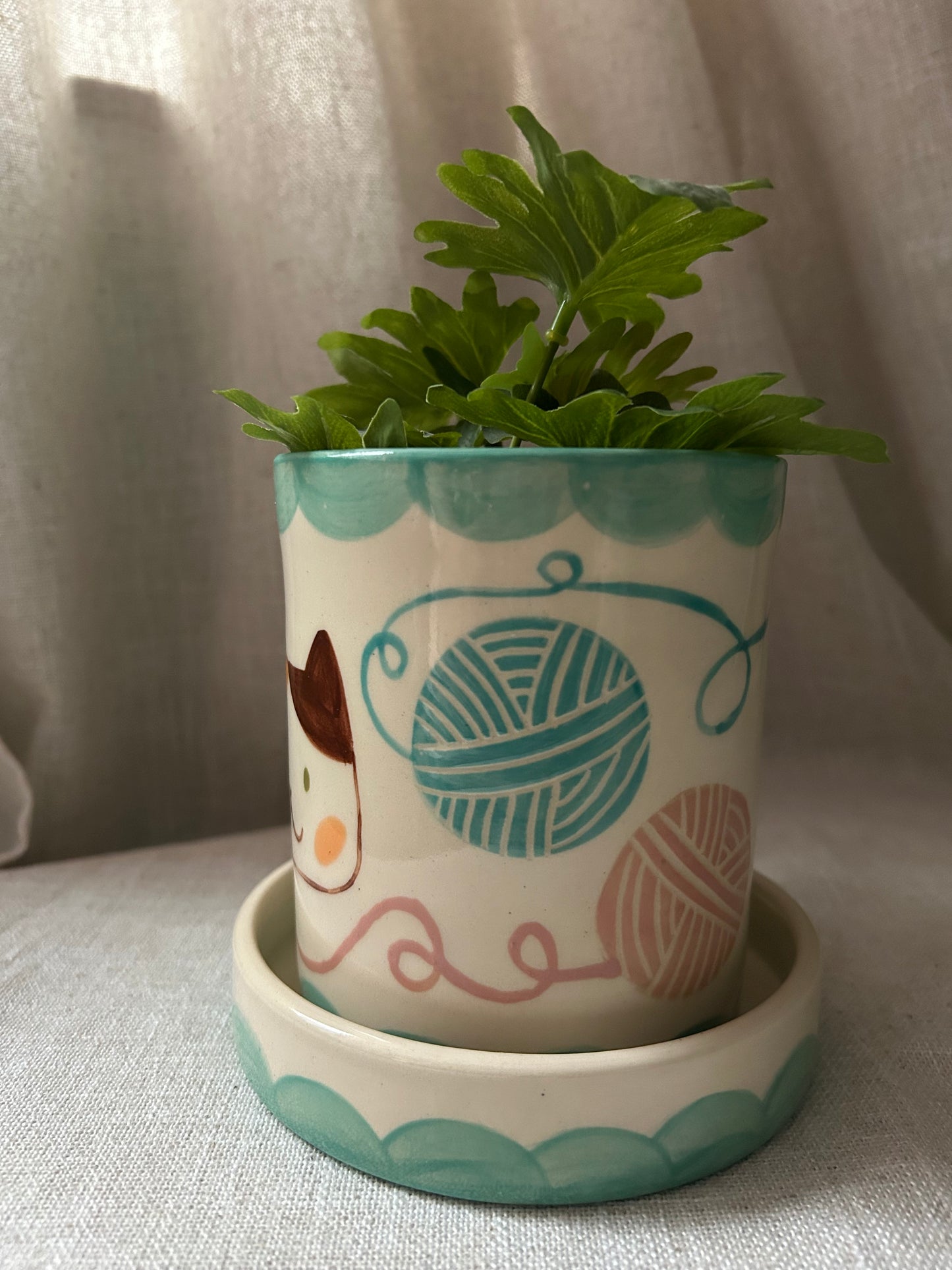 Cat Planter- Yarn Kitty Jade