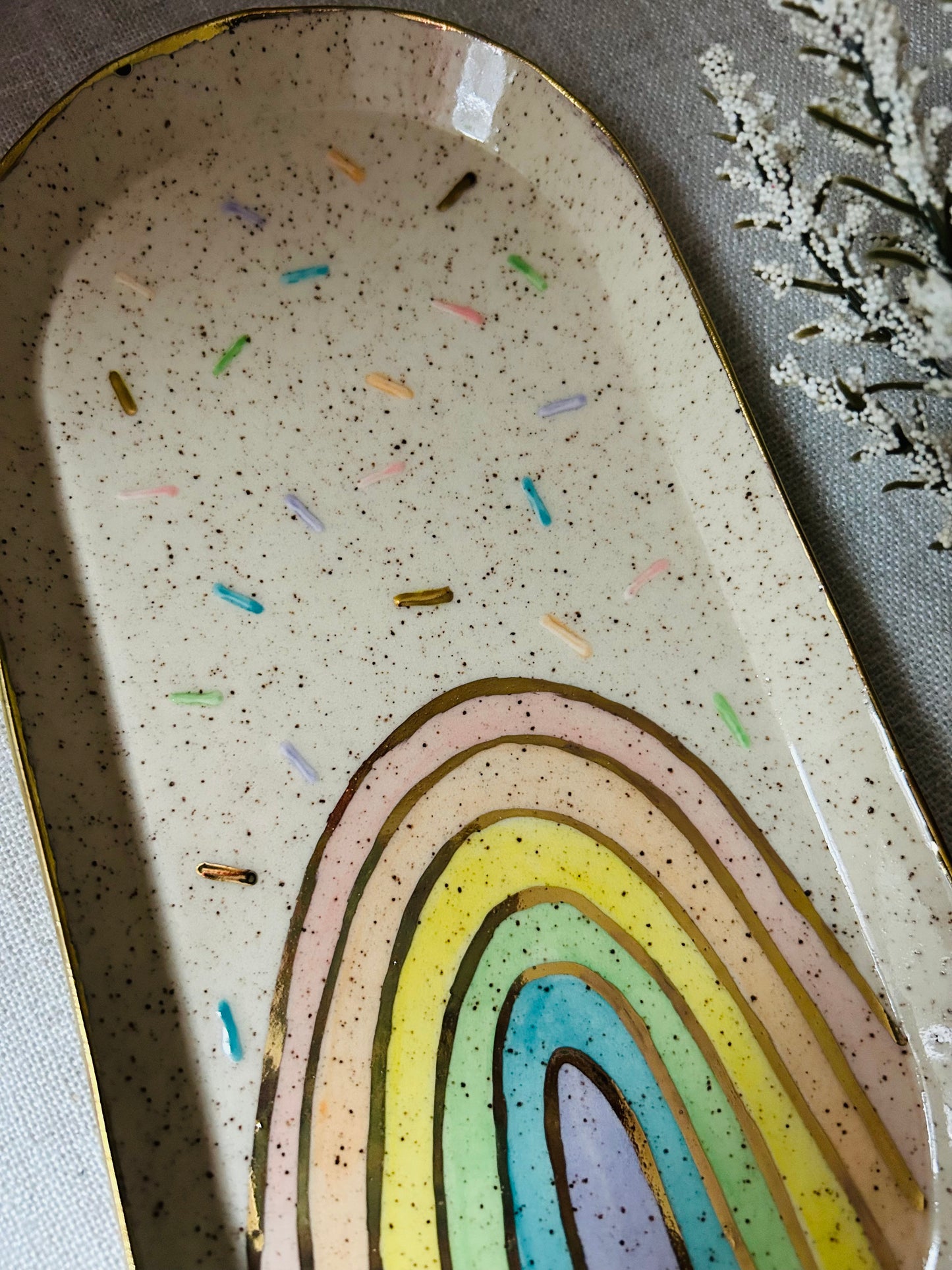 Rainbow Large Dish with Sprinkles