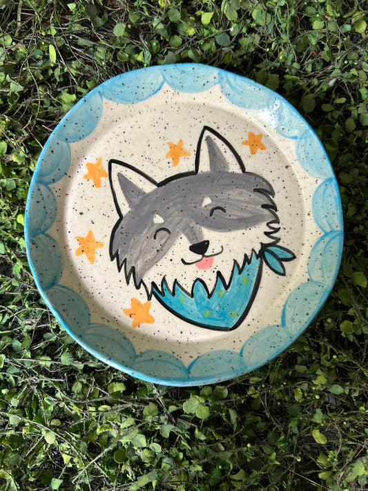 Dog Dish- Husky Scarf Stars