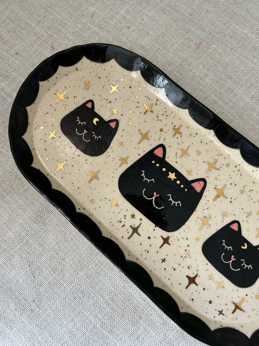 Cat Trinket Dish- Starry wide