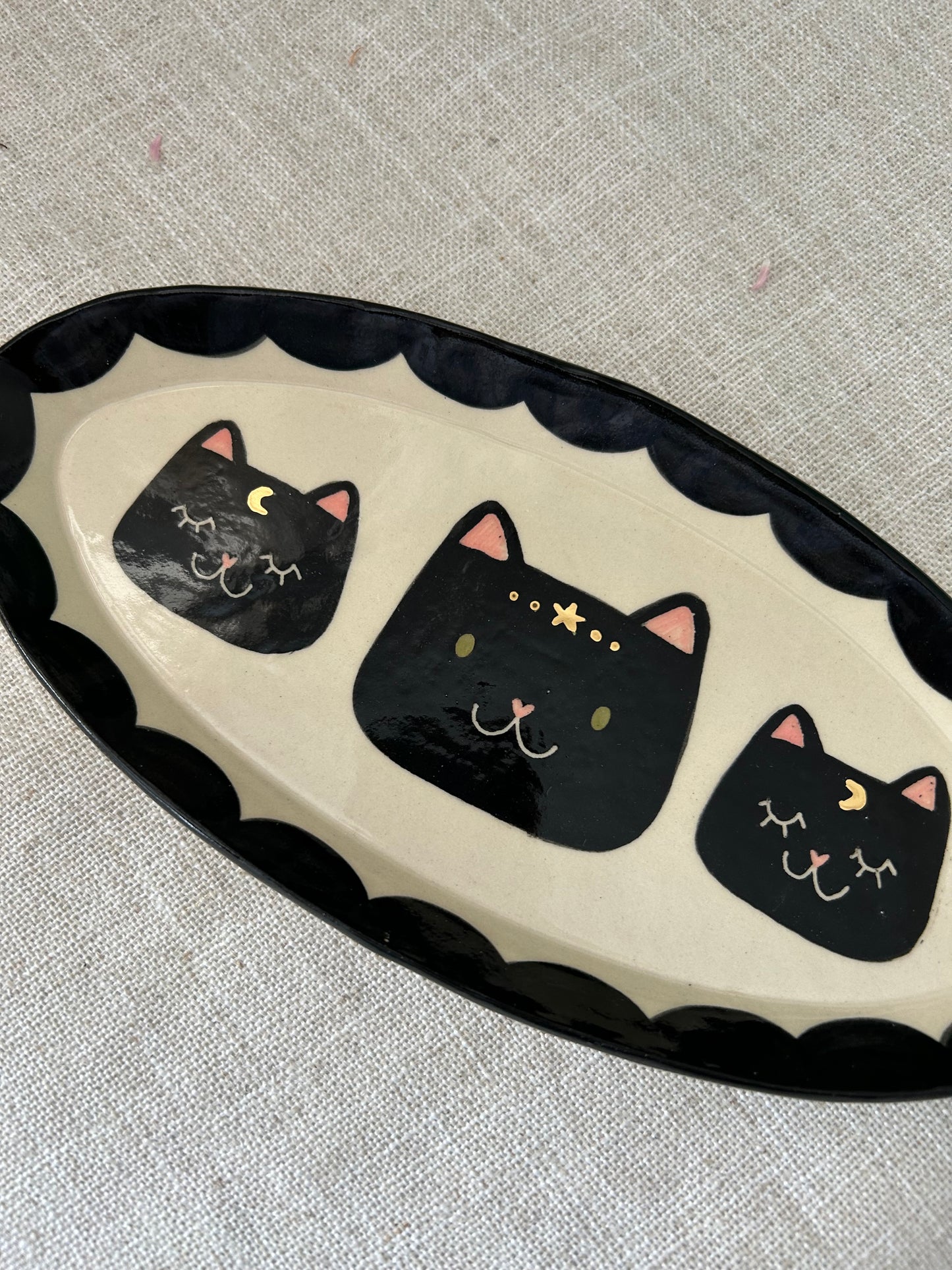 Cat Trinket Dish- Starry almond large