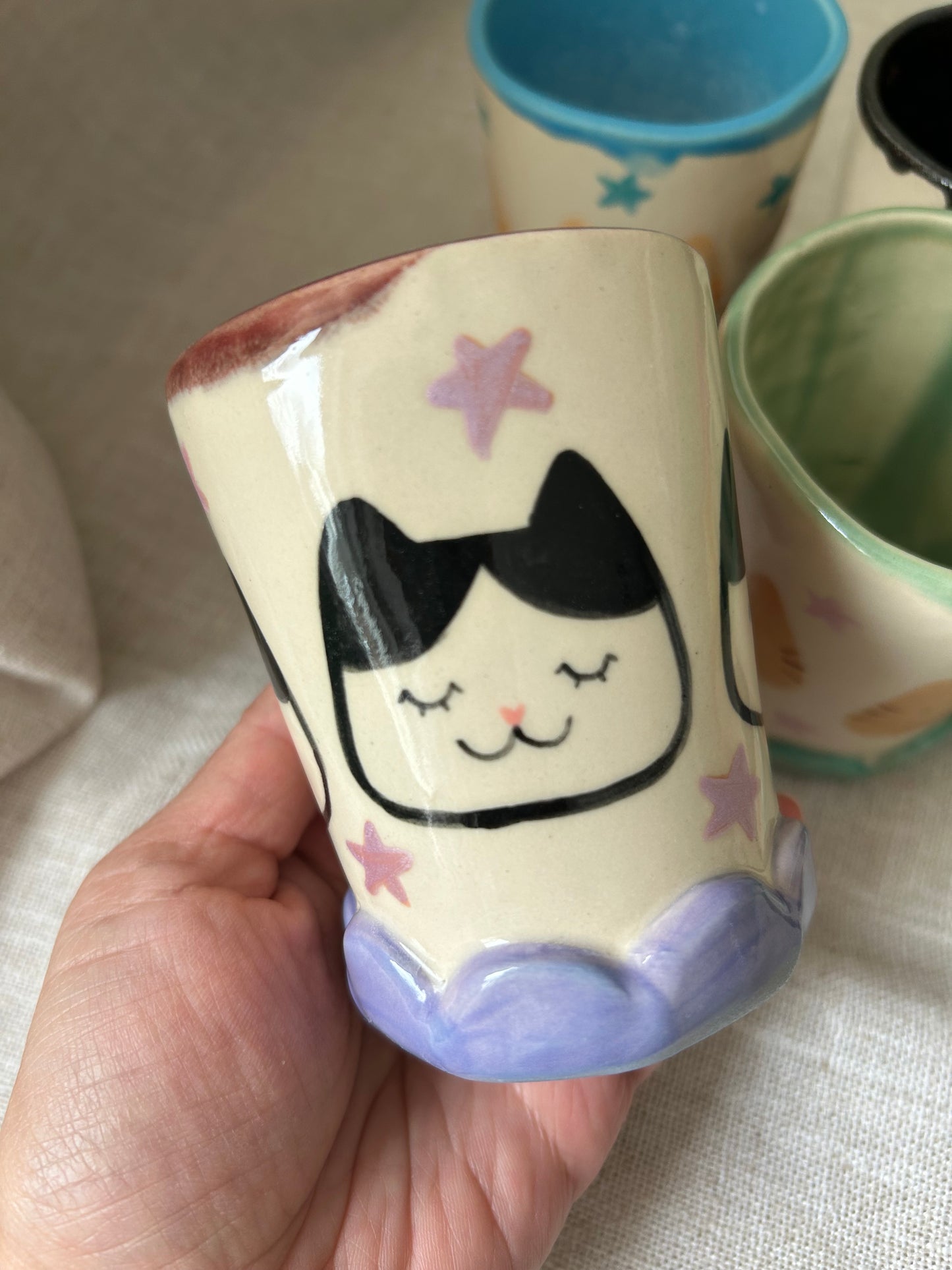 Cat cup- scallops & stars