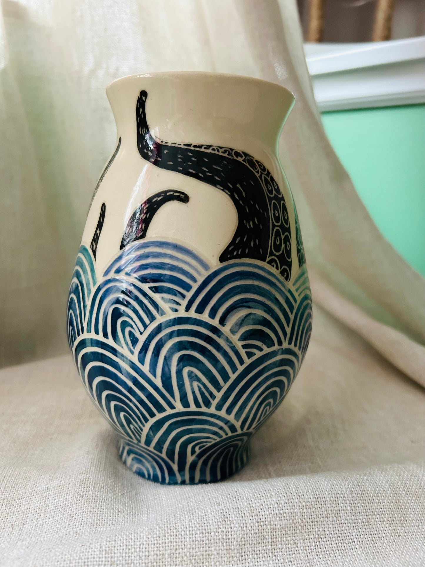 Sealife Vase- Black Tentacles