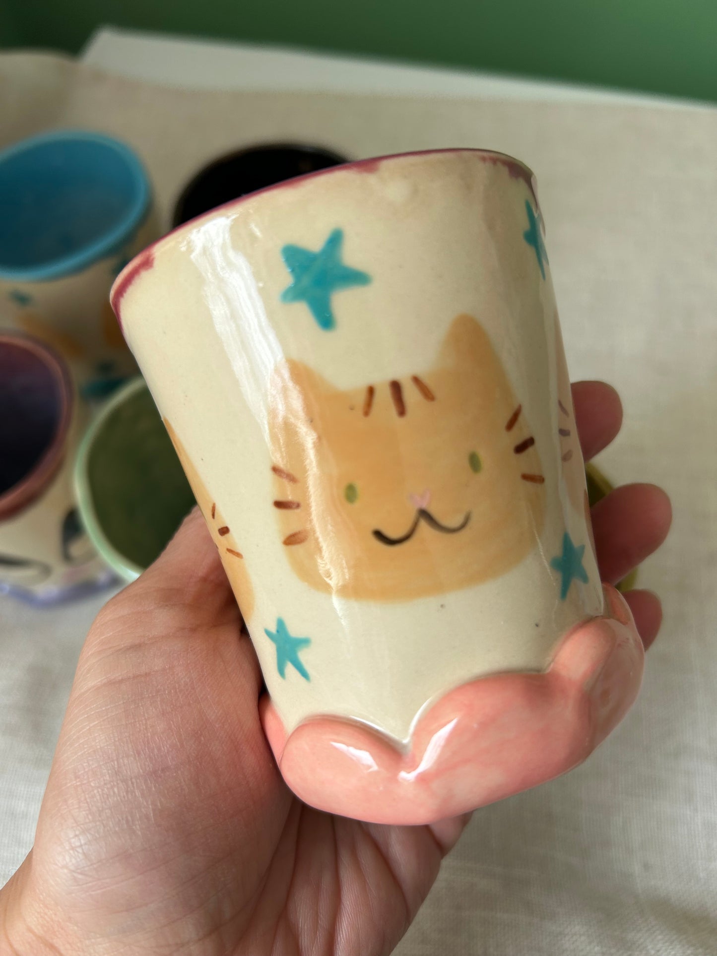 Cat cup- scallops & stars