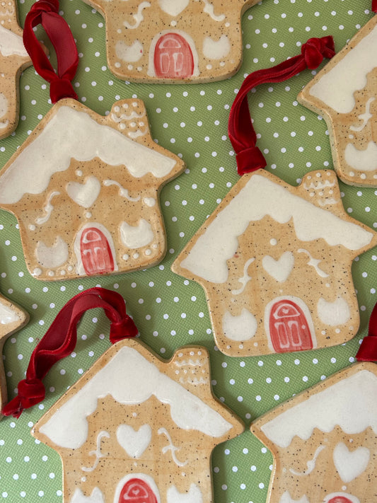 Cat Gingerbread House Cookie Ornament