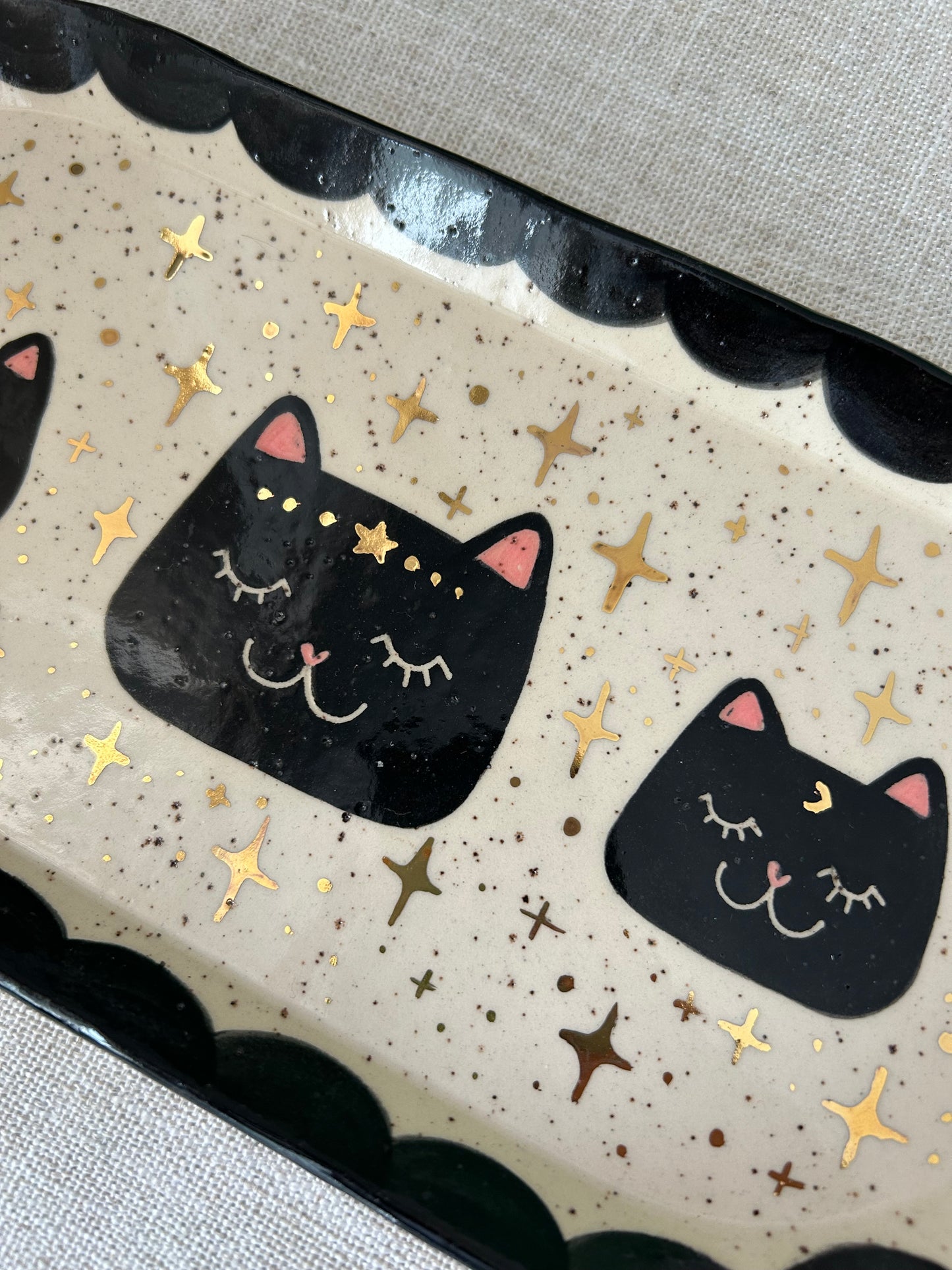 Cat Trinket Dish- Starry wide