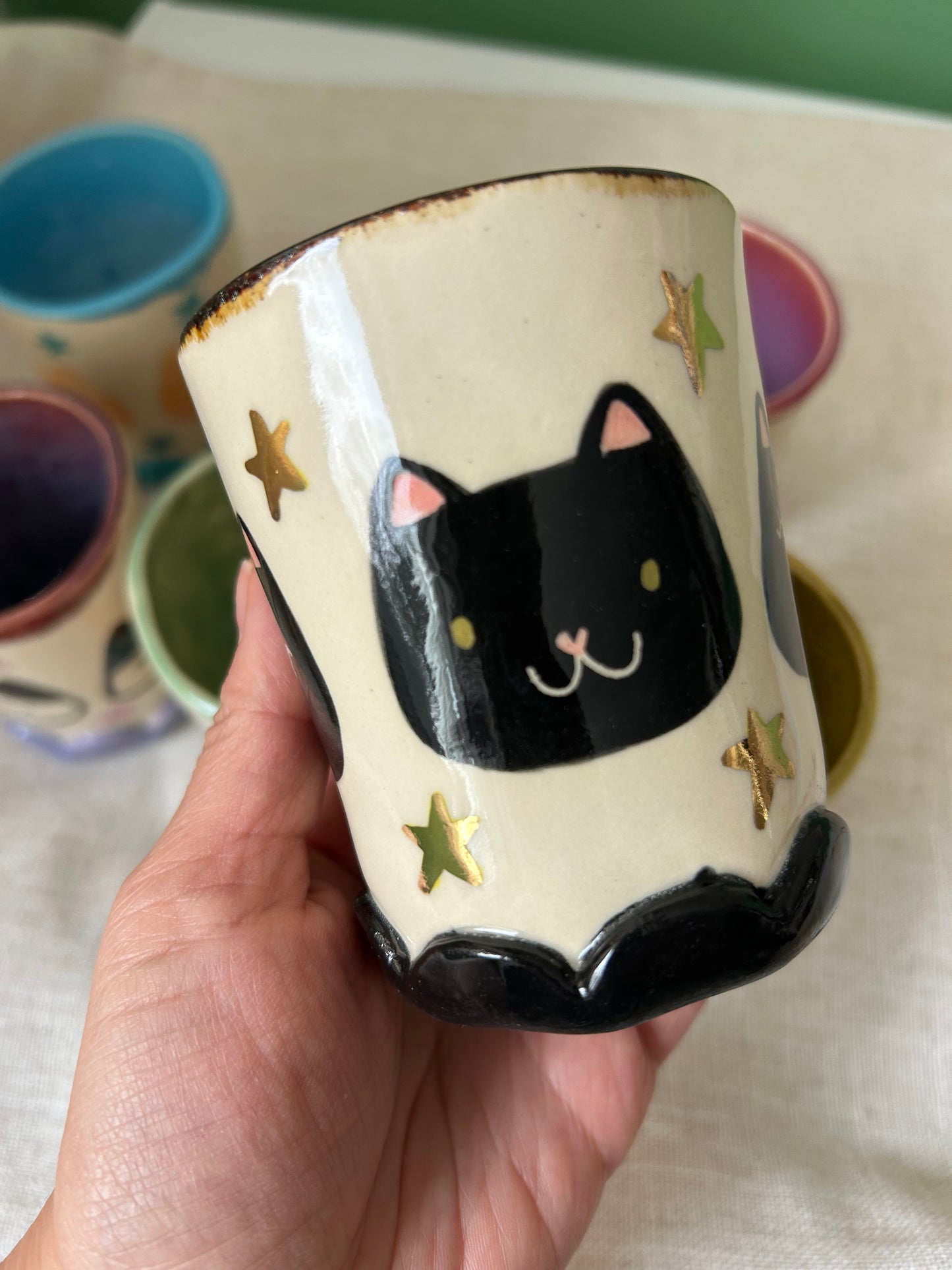 Cat cup- scallops & stars