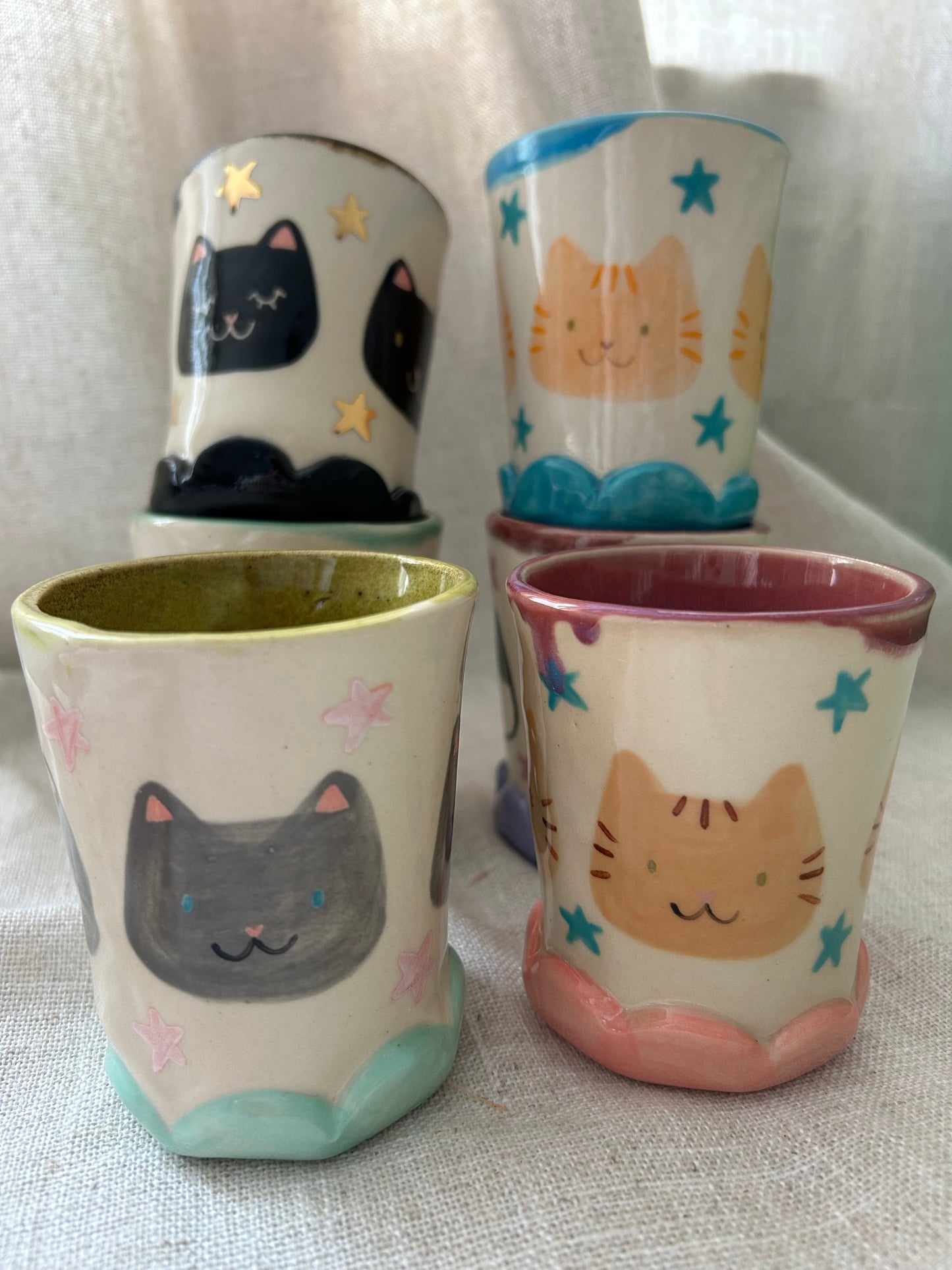 Cat cup- scallops & stars