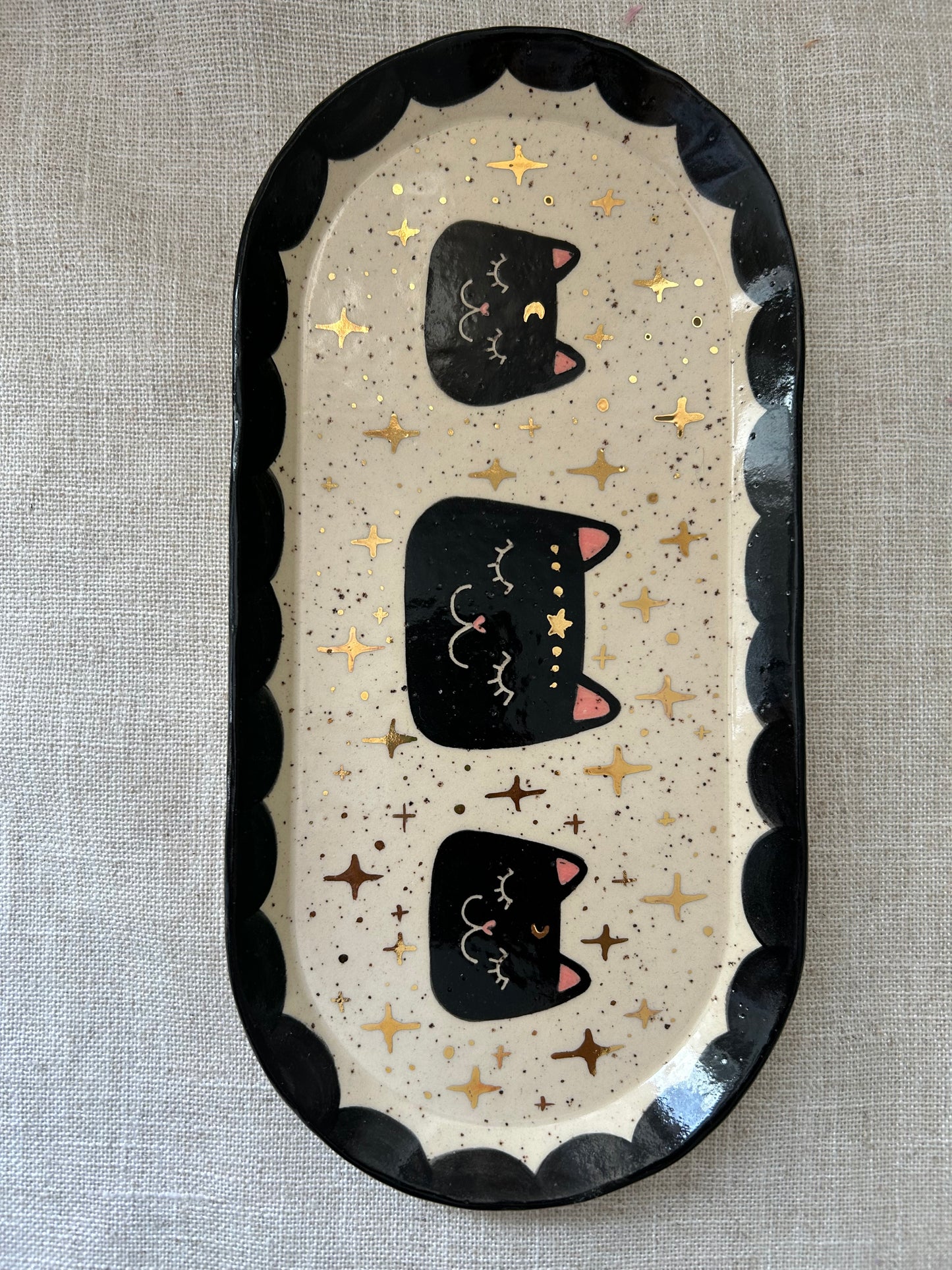 Cat Trinket Dish- Starry wide