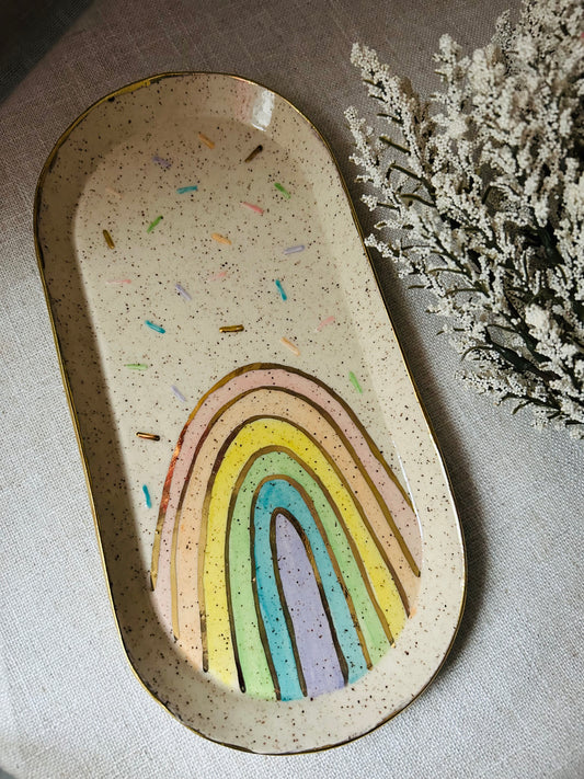 Rainbow Large Dish with Sprinkles