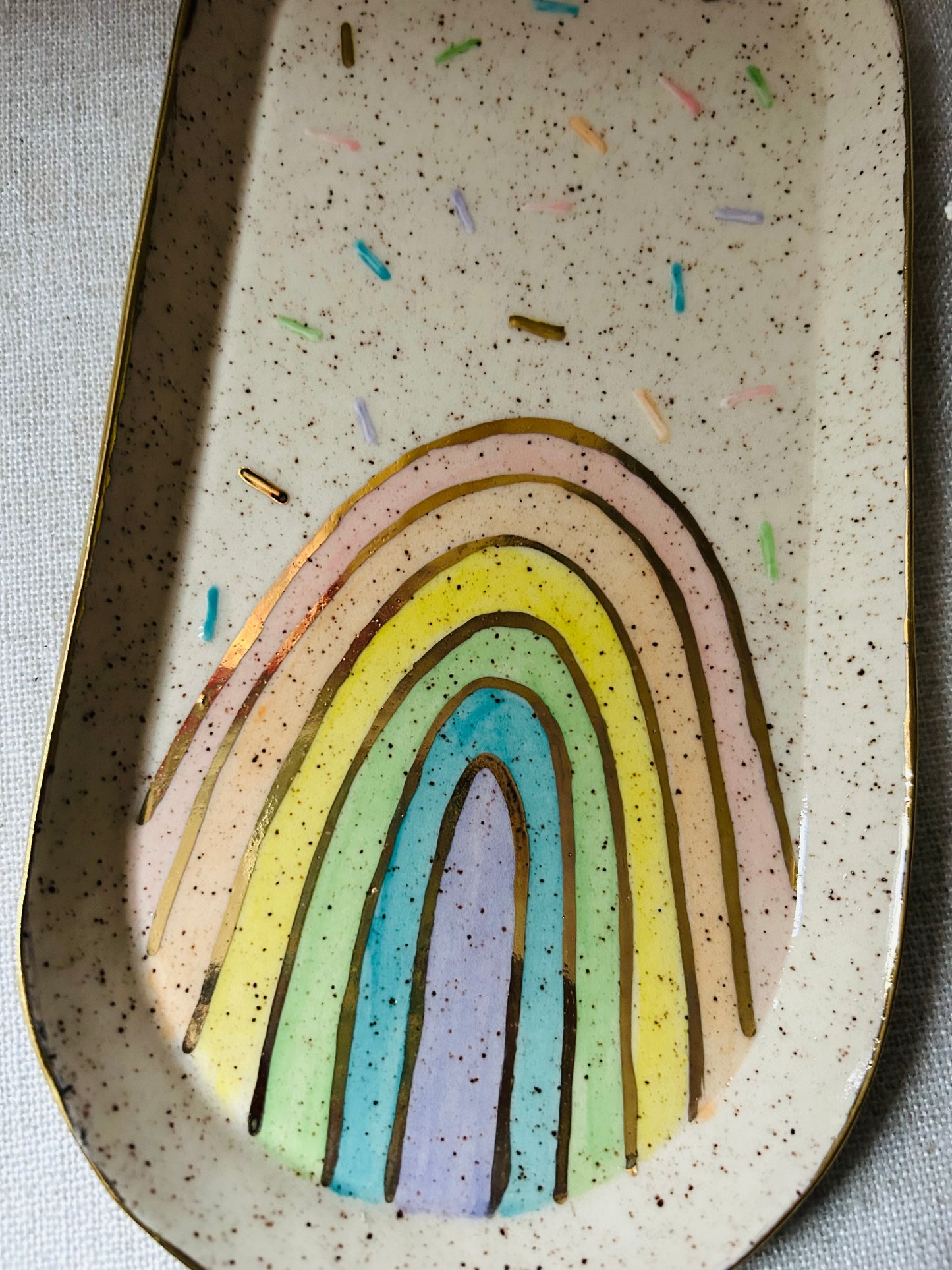 Rainbow Large Dish with Sprinkles