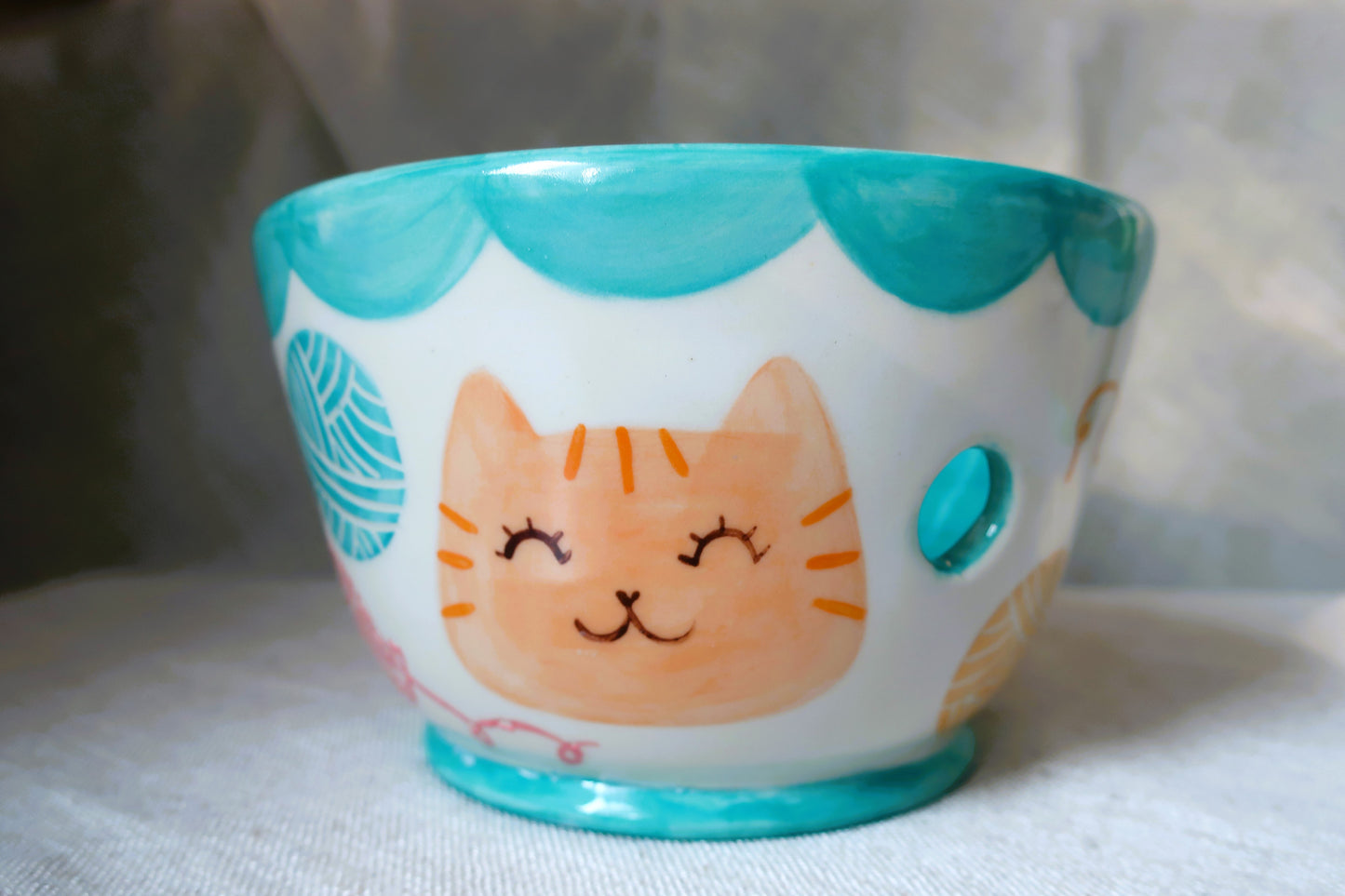 SECONDS:  Cat Yarn Bowl: Yarn- Turquoise