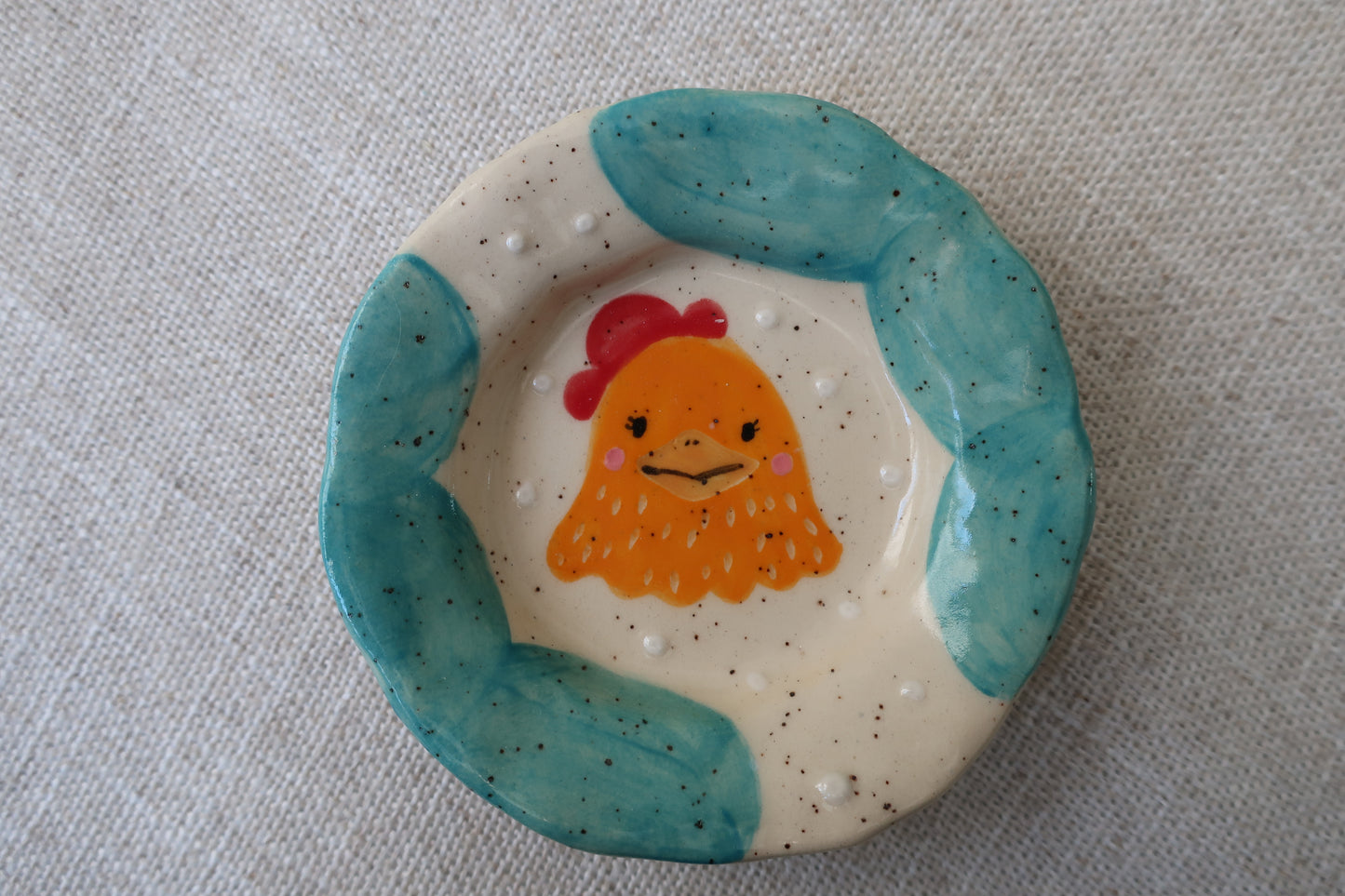 Chicken Mini Trinket Dish- Orange