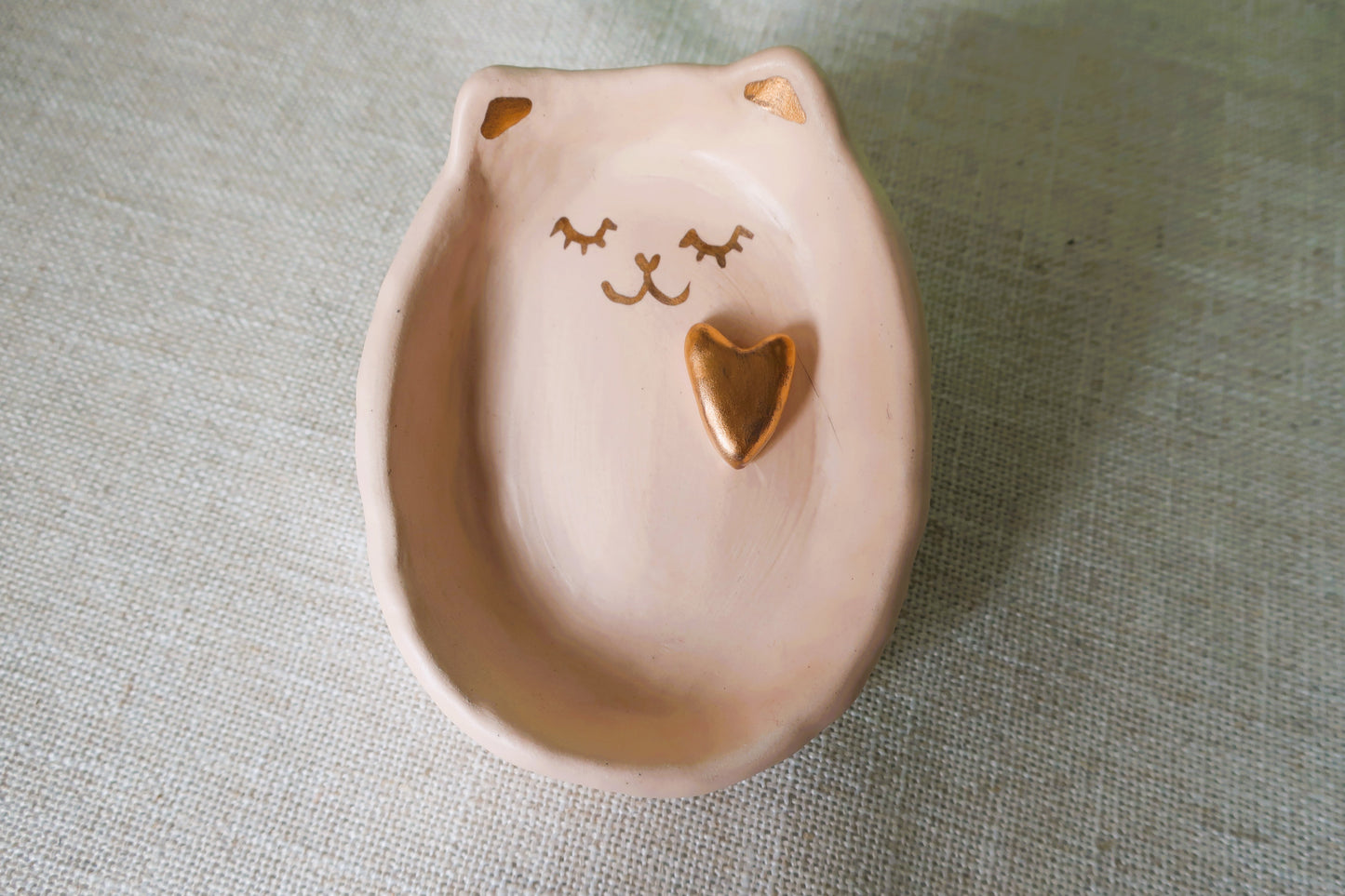 Cat Mini Trinket Dish- Golden Heart