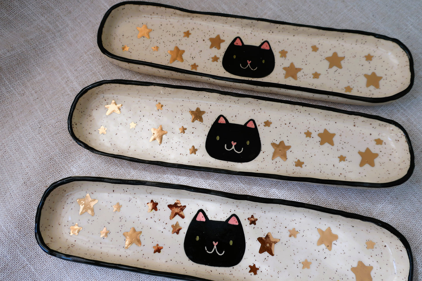 Cat Long Trinket Dish- Golden