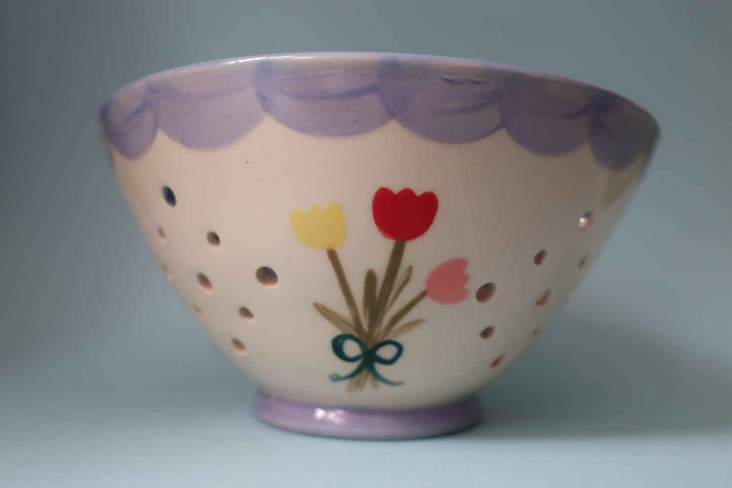Cat Berry Bowl- Tulips and Bows