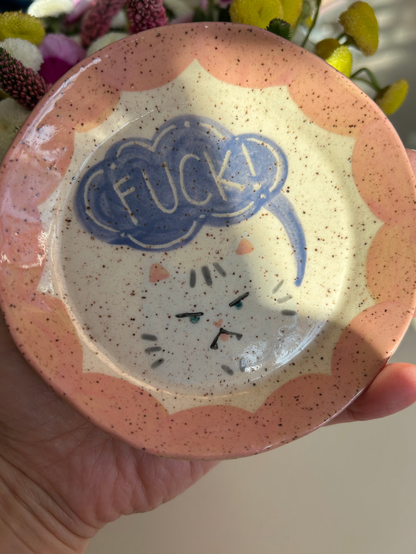 Cat Plate - Fuck- Grey Cat