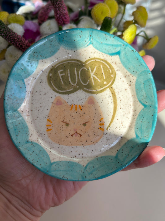 Cat Plate - Fuck- Orange Cat