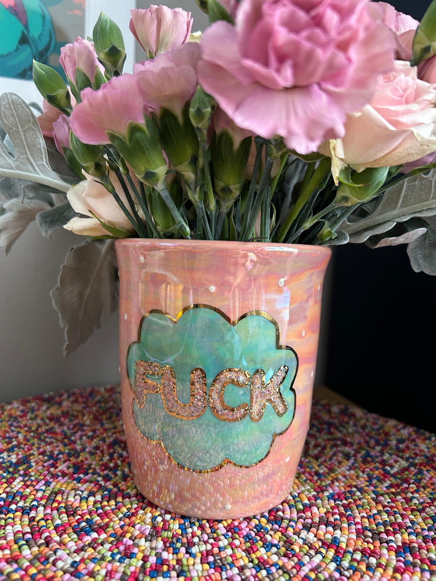 Fuck Vase- Rainbow Sprinkles Pink