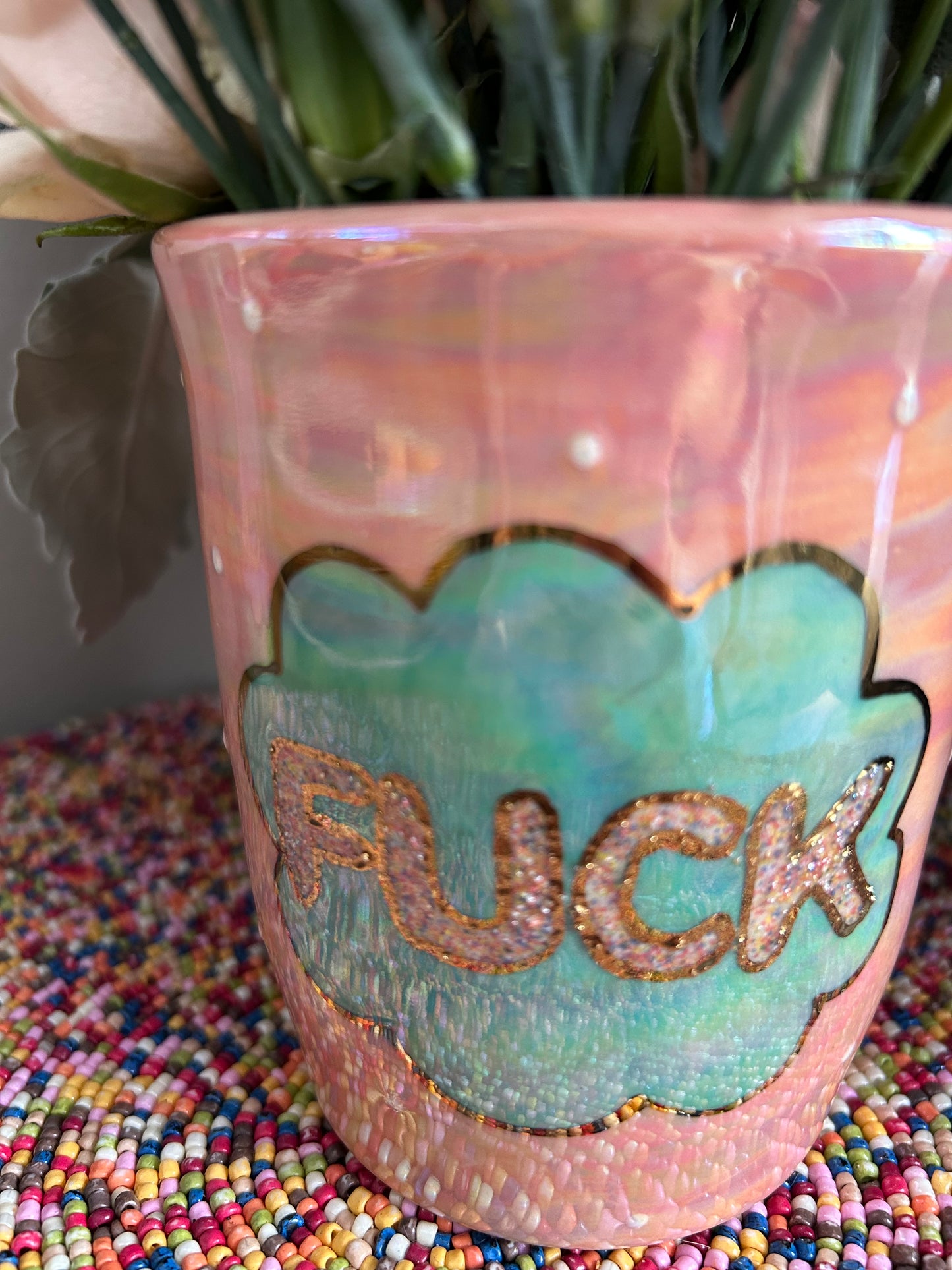 Fuck Vase- Rainbow Sprinkles Pink