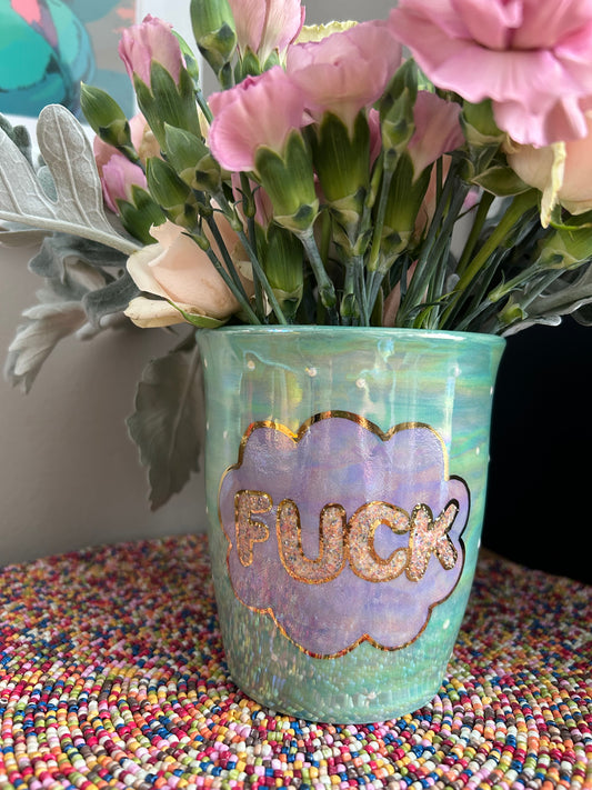 Fuck Vase- Rainbow Sprinkles Green