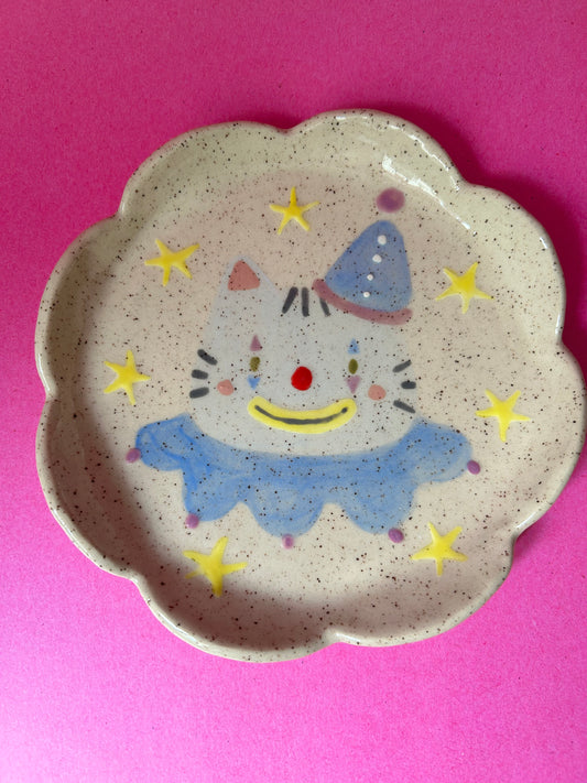 Cat Clown Dish- Grey Tabby