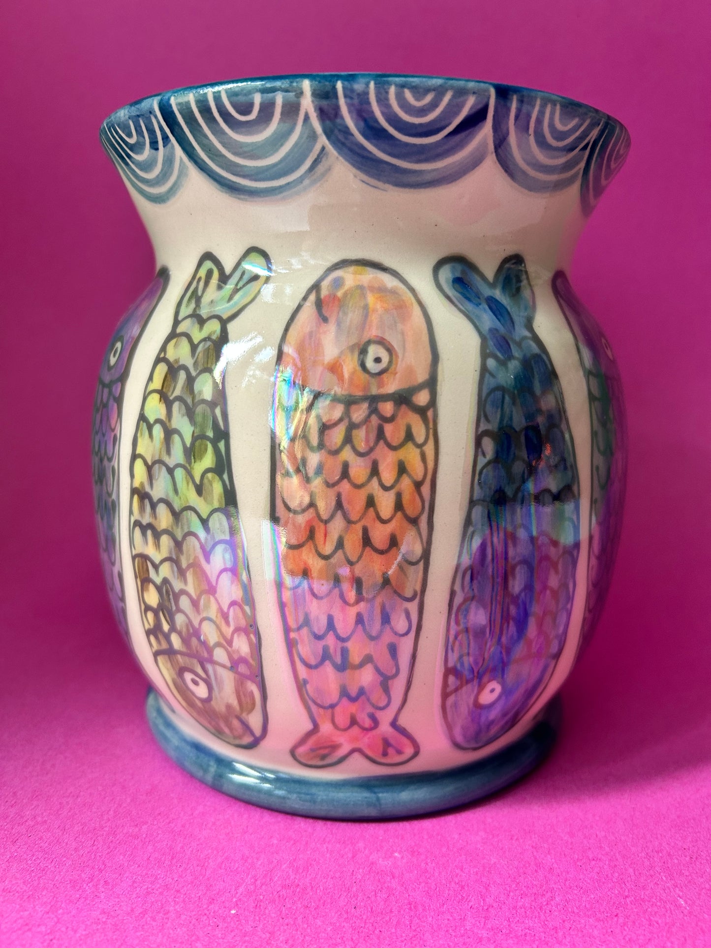 Sealife Utensil Crock- Shiny fishies