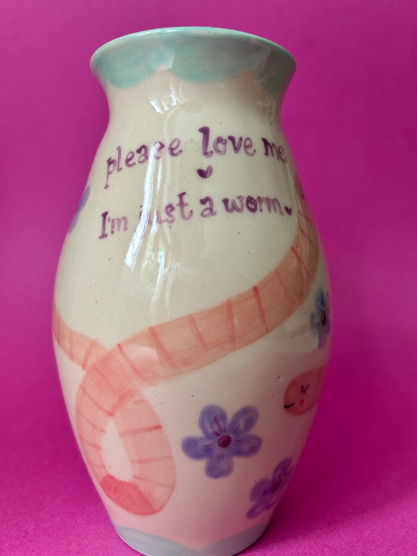 Worm Vase- mint green