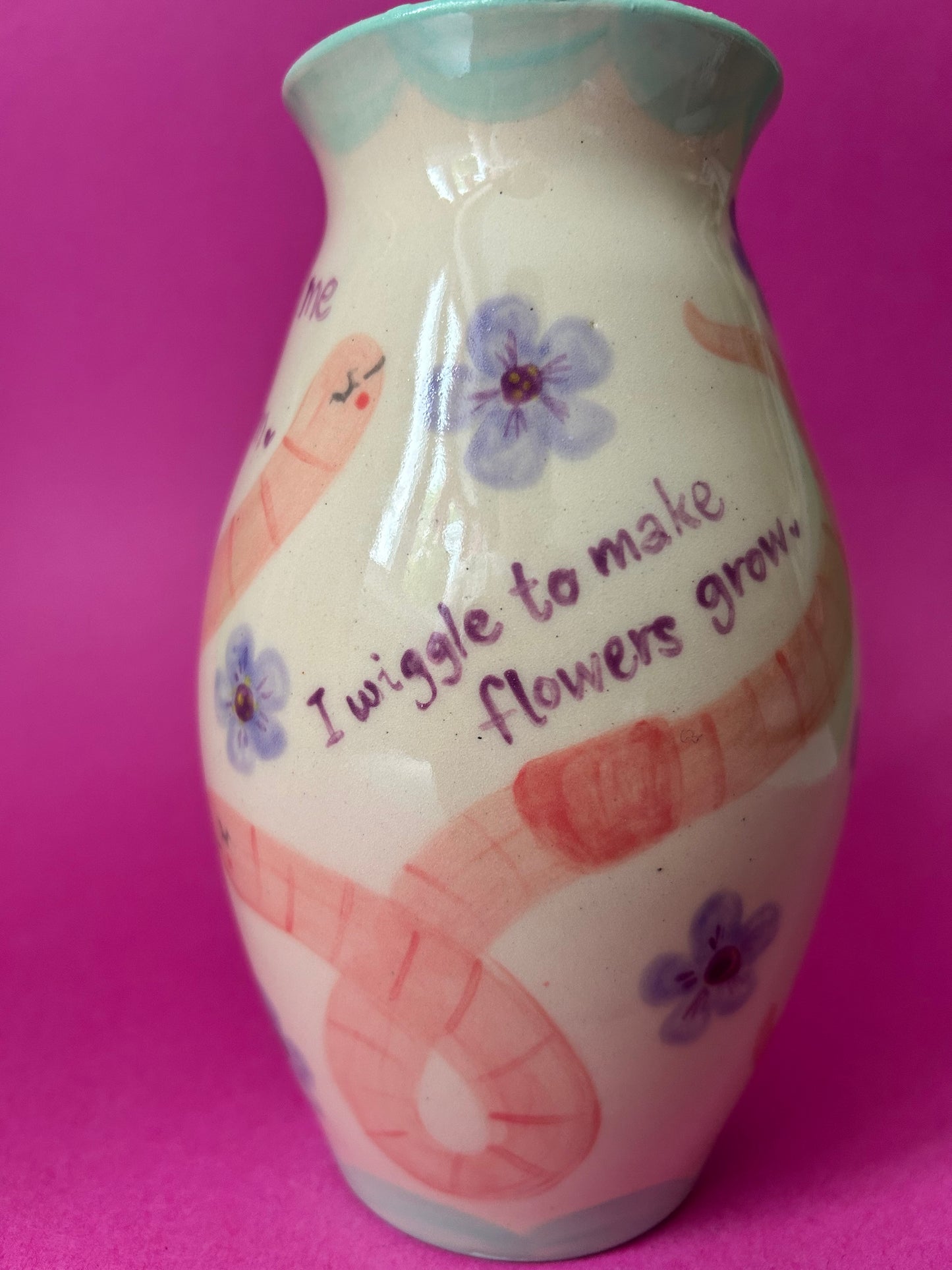 Worm Vase- mint green