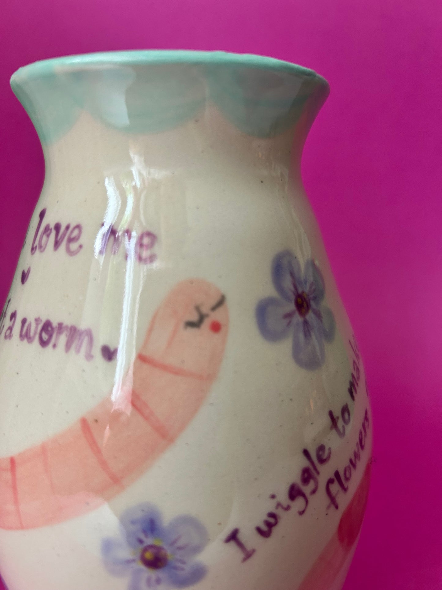 Worm Vase- mint green