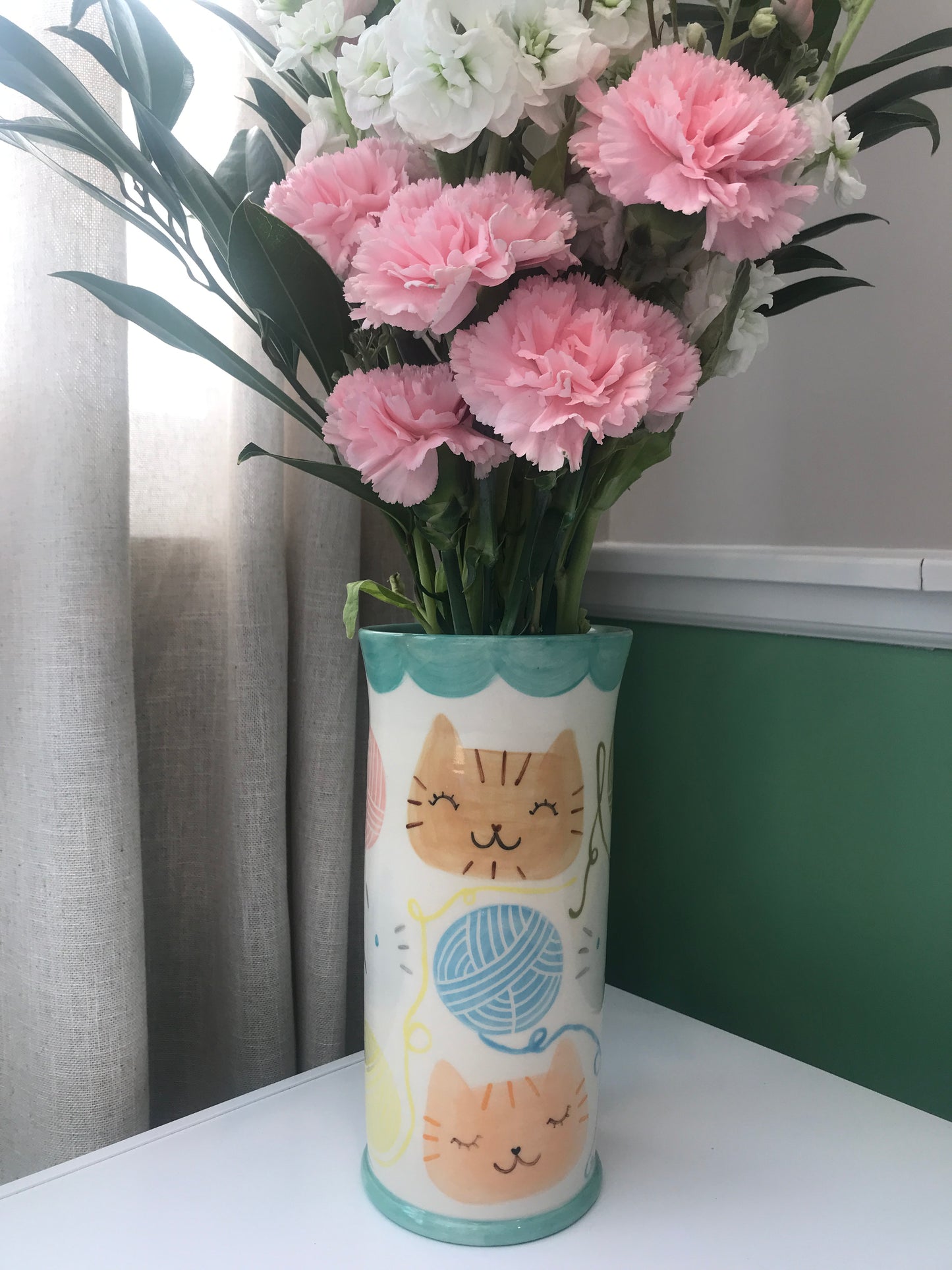 Cat Vase- Yarn- Jade