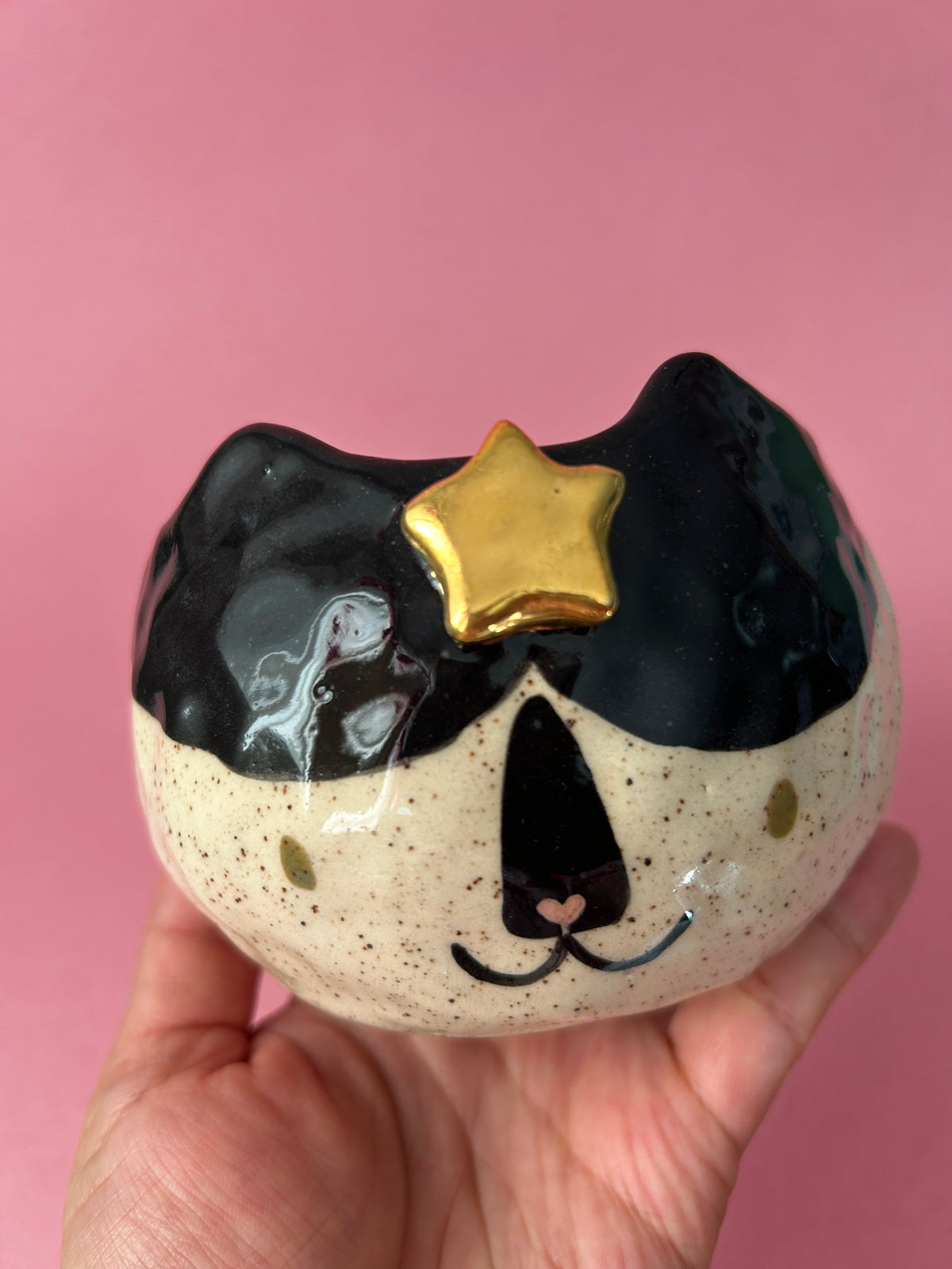 Cat Cup- Black and White Tux with Star