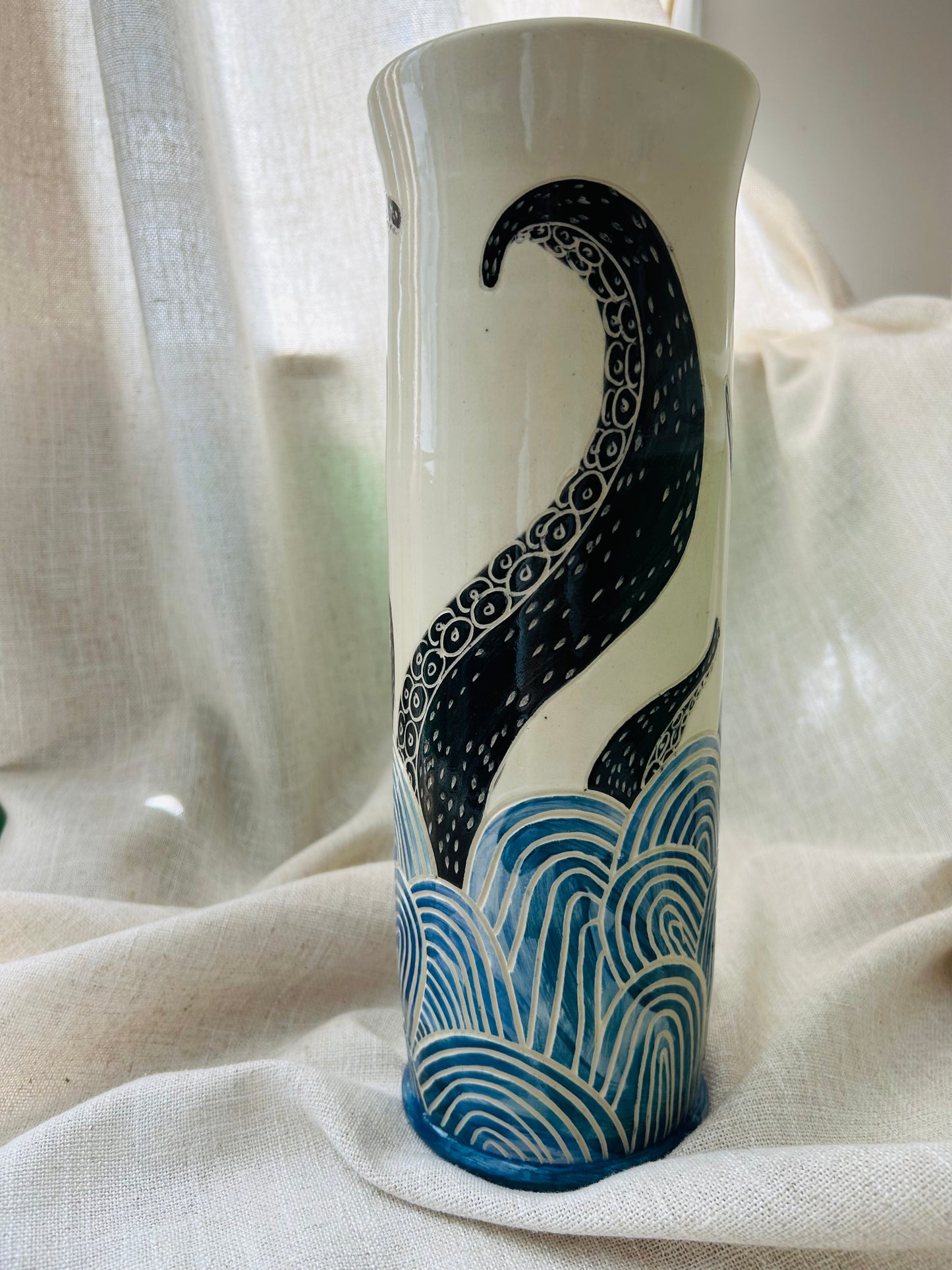 Sealife Vase: Red and Lavender Tentacles (Copy)