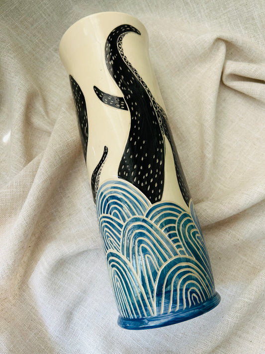 Sealife Vase: Red and Lavender Tentacles (Copy)