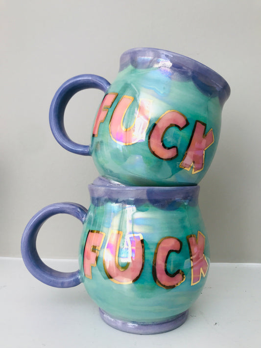Profanity Mug- Fuck Pastels Green/Lavender