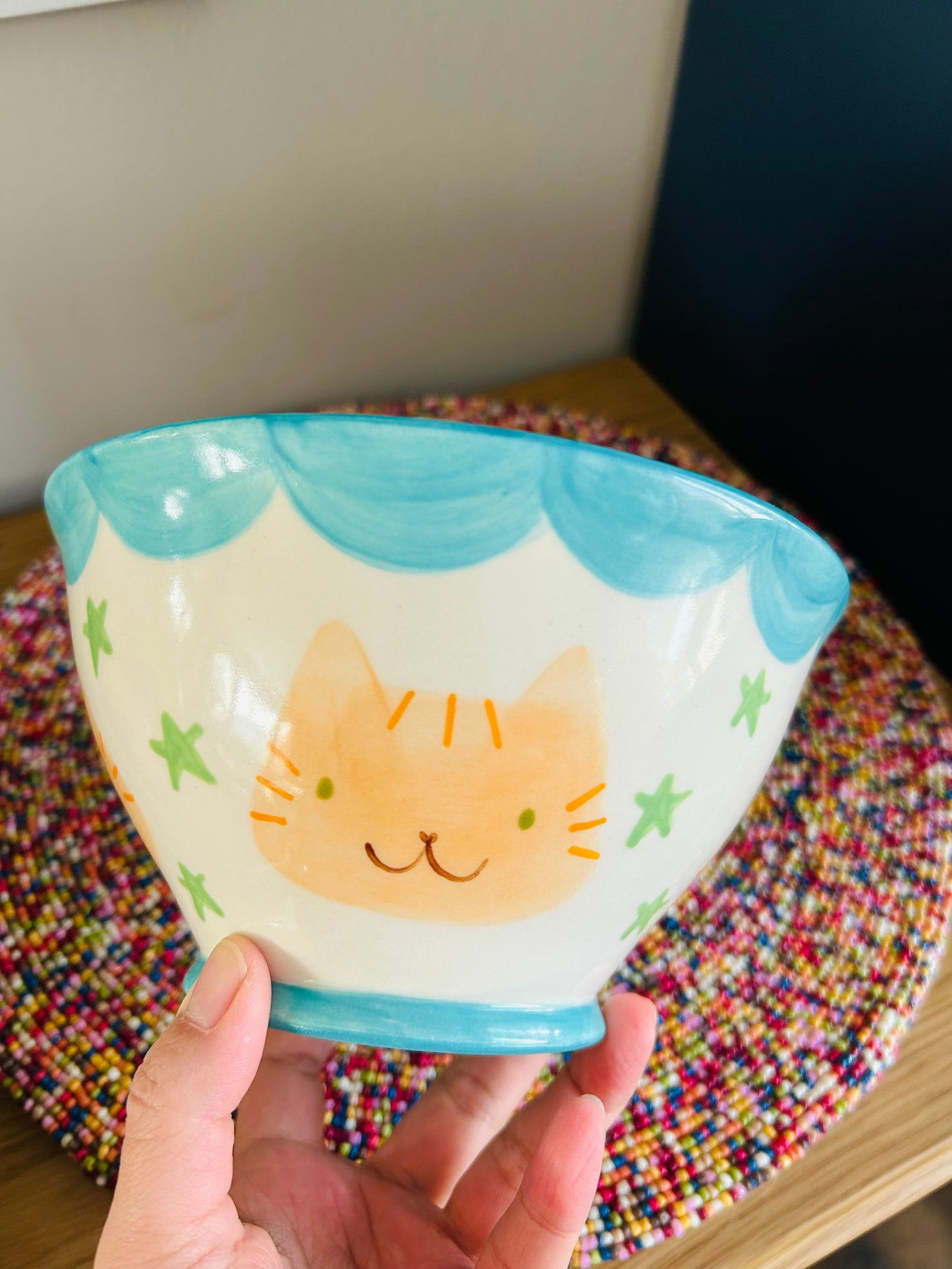 Cat Ramen Bowl- Orange stripey