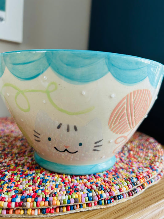 Cat Ramen Bowl- Assorted Stripey Parade