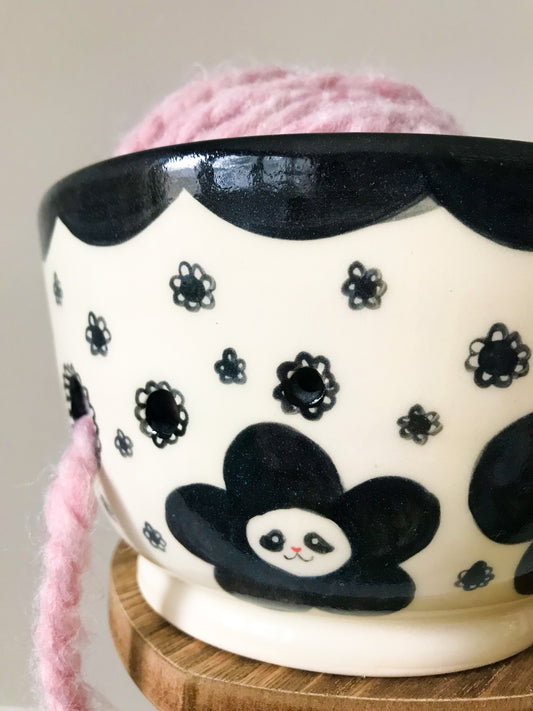 Panda Yarn Bowl: Flowers